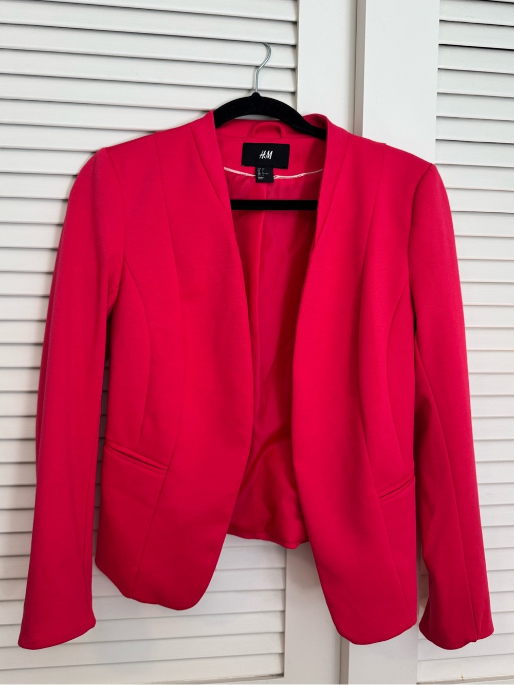 H&M Women's Bright Hot Pink Open Blazer